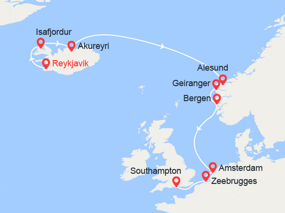 itinéraire croisière Islande : Islande et Fjords