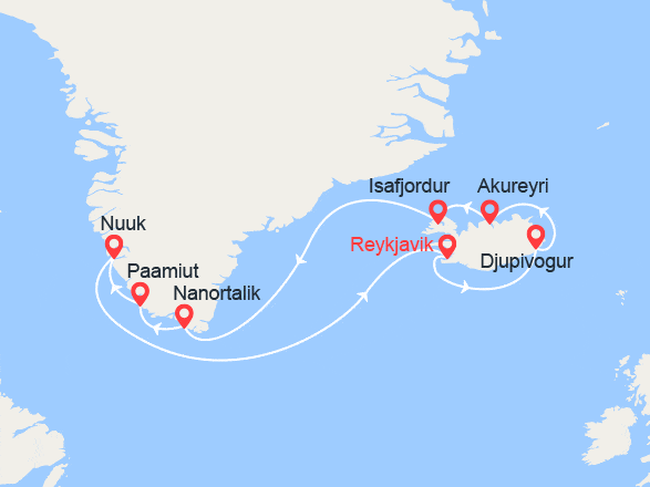 itinéraire croisière Islande : Islande et Groenland