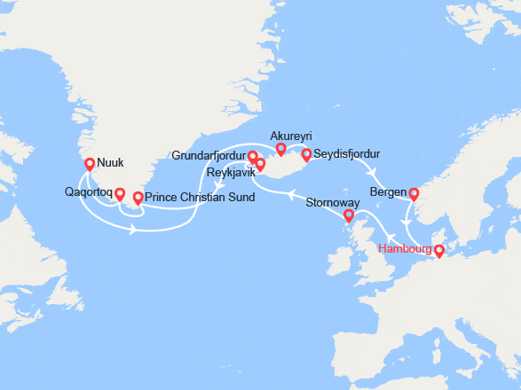 itinéraire croisière Islande : Islande et Groenland