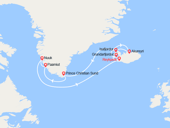 itinéraire croisière Islande : Islande et Groenland