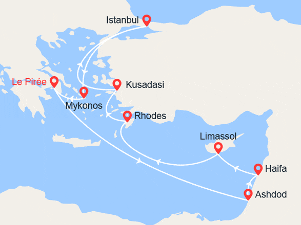 itinéraire croisière Iles grecques : Israël, Chypre, Grèce, Turquie