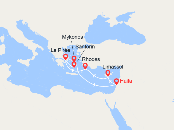 itinéraire croisière Méditerranée : Israël, Grèce, Chypre