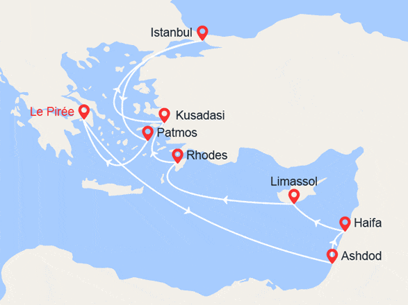 itinéraire croisière Méditerranée : Israël, Turquie, Grèce