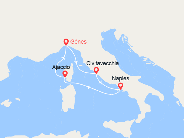 itinéraire croisière Méditerranée : Italie & Corse