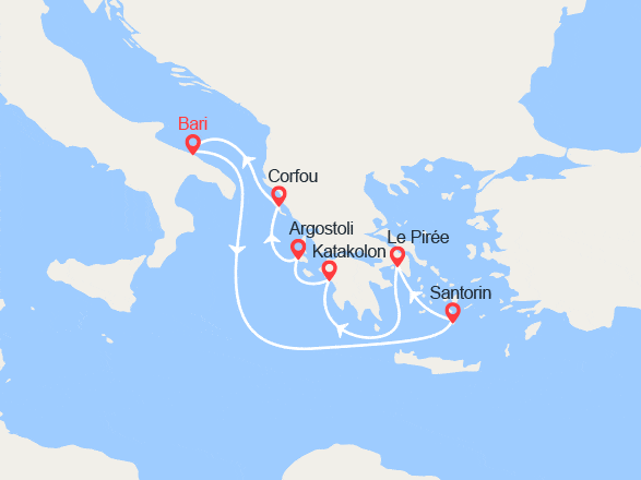 itinéraire croisière Méditerranée Orientale : Italie, îles Grecques