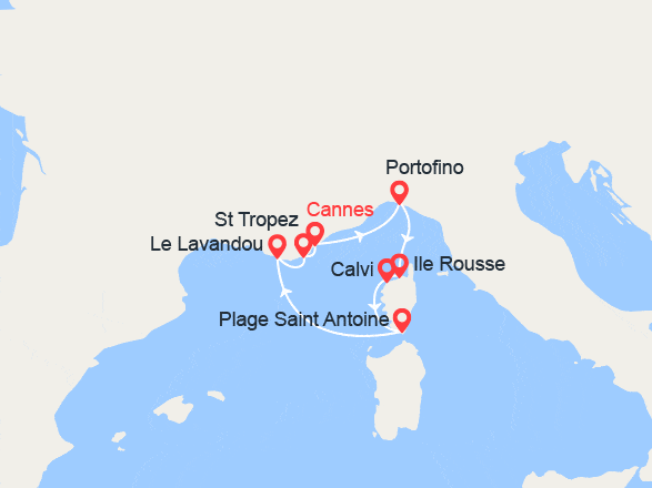 itinéraire croisière Méditerranée : Italie, Corse & Côte d'Azur
