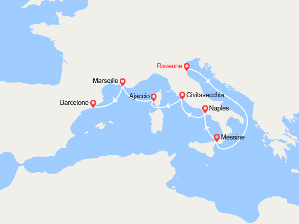 itinéraire croisière Méditerranée Occidentale : Italie, Corse, Provence, Espagne