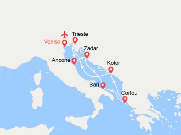 itinéraire croisière Iles grecques - Iles grecques : Italie, Croatie, Corfou, Monténégro | Vols inclus