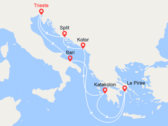 itinéraire croisière Iles grecques : Italie, Croatie, Grèce