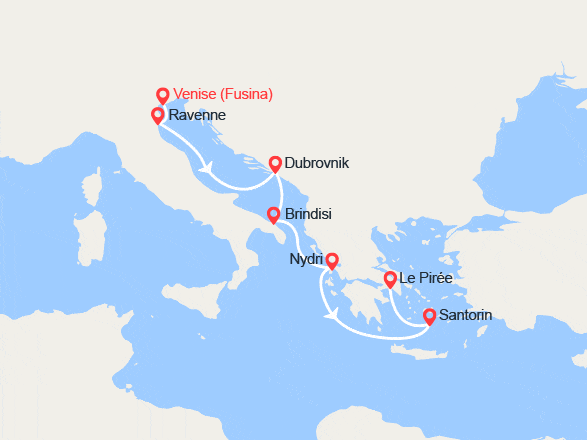 itinéraire croisière Méditerranée Orientale : Italie, Croatie, îles Grecques