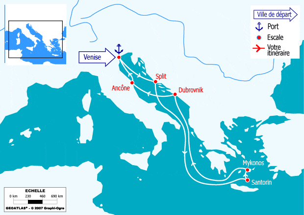 itinéraire croisière Iles grecques : Italie, Croatie, Iles grecques