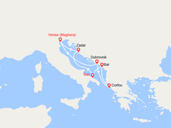 itinéraire croisière Méditerranée Orientale : Italie, Croatie, Îles grecques, Monténégro
