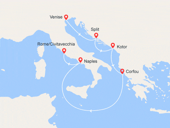 itinéraire croisière Croatie/Adriatique : Italie, Croatie, Monténégro, Grèce