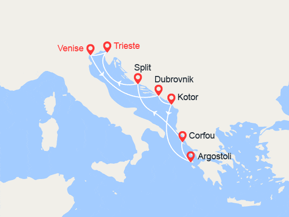 itinéraire croisière Croatie/Adriatique - Croatie/Adriatique : Italie, Croatie, Montenegro, Grèce