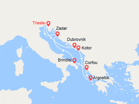 itinéraire croisière Iles grecques : Italie, Croatie, Monténégro, Grèce