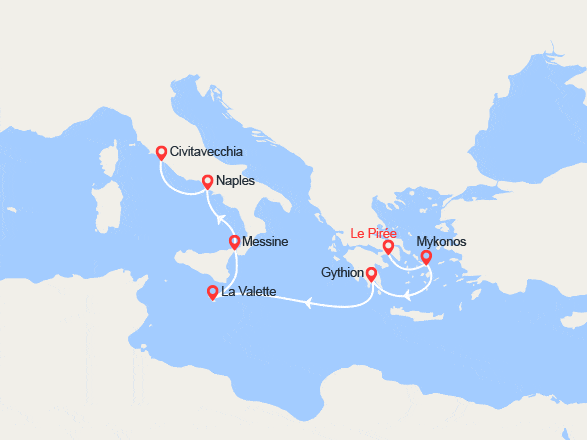 itin&eacute;raire croisi&egrave;re Méditerranée Orientale : Italie, Croatie, Monténégro, Grèce 