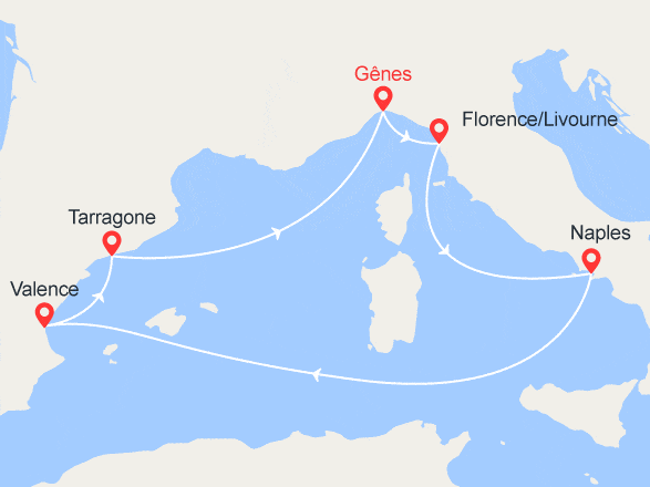 itinéraire croisière Méditerranée : Italie, Espagne