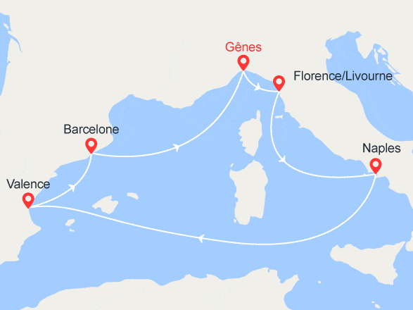 itinéraire croisière Méditerranée : Italie, Espagne