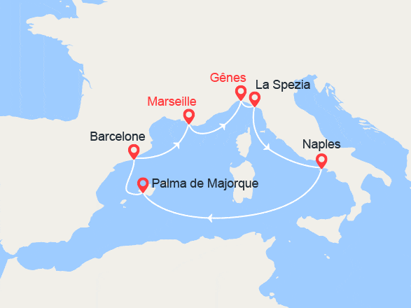 itinéraire croisière Iles Baléares : Italie, Espagne, Baléares