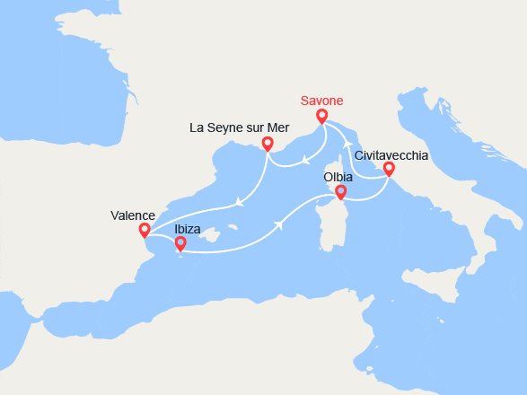 itinéraire croisière Méditerranée Occidentale : Italie, Espagne, Baléares