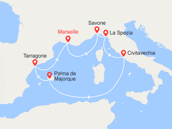itinéraire croisière Iles Baléares : Italie, Espagne, Baléares