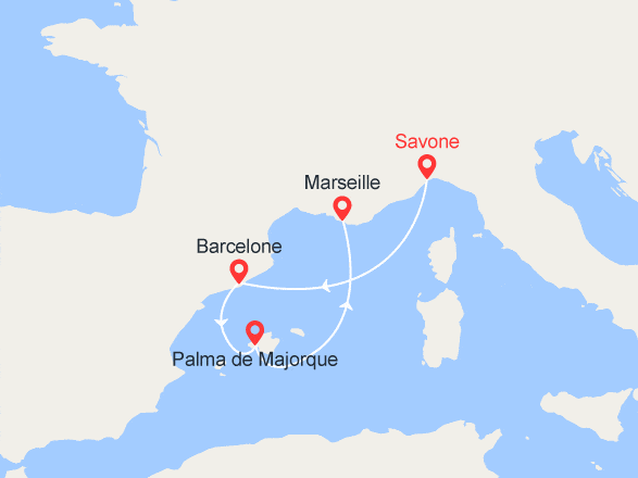 itinéraire croisière Iles Baléares - Iles Baléares : Italie, Espagne, Baléares France