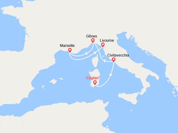 itinéraire croisière Méditerranée Occidentale : Italie, France