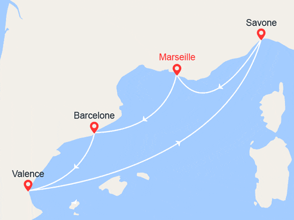 itinéraire croisière Méditerranée : Italie, France, Espagne