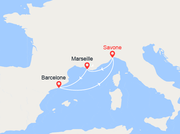 itinéraire croisière Méditerranée : Italie, France, Espagne