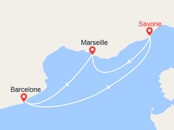 itinéraire croisière Méditerranée : Italie, France, Espagne