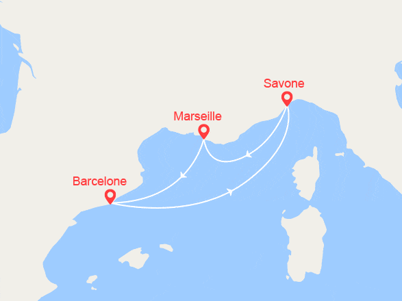 itinéraire croisière Méditerranée : Italie, France, Espagne