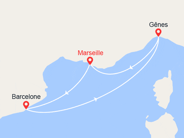 itinéraire croisière Méditerranée : Italie, France, Espagne