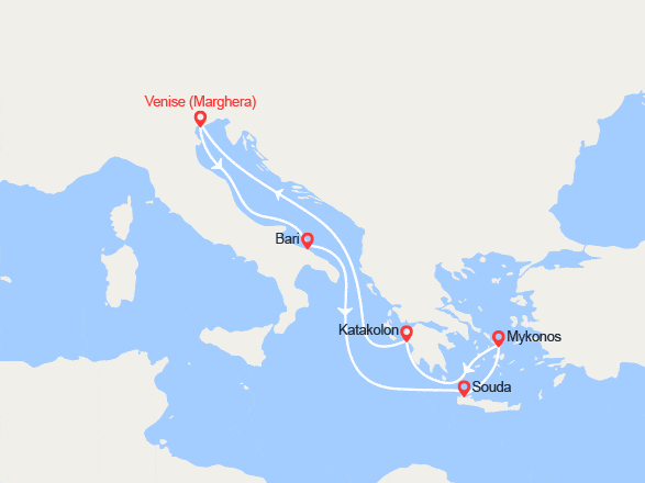 itinéraire croisière Méditerranée Occidentale : Italie, Grèce