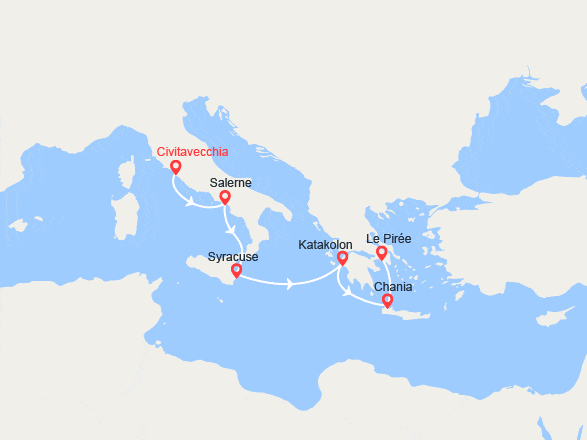itinéraire croisière Méditerranée Orientale : Italie, Grèce