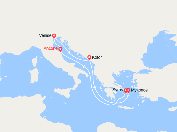 itin&eacute;raire croisi&egrave;re Méditerranée Orientale : Italie, Grèce 