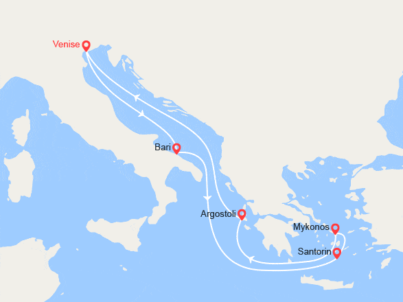 itin&eacute;raire croisi&egrave;re Méditerranée Orientale : Italie, Grèce 