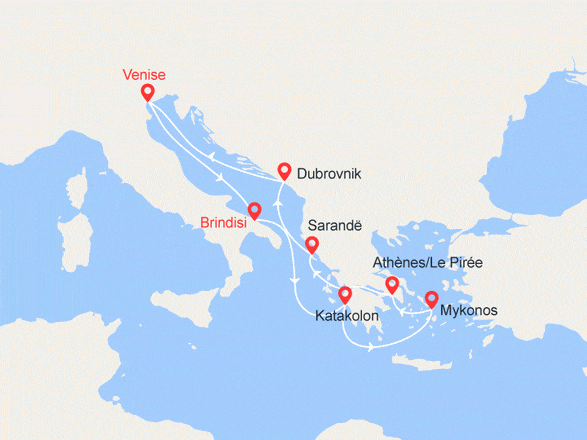 itinéraire croisière Croatie/Adriatique : Italie, Grèce, Albanie, Croatie