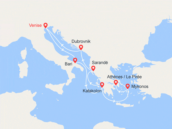 itinéraire croisière Iles grecques - Iles grecques : Italie, Grèce, Albanie, Croatie