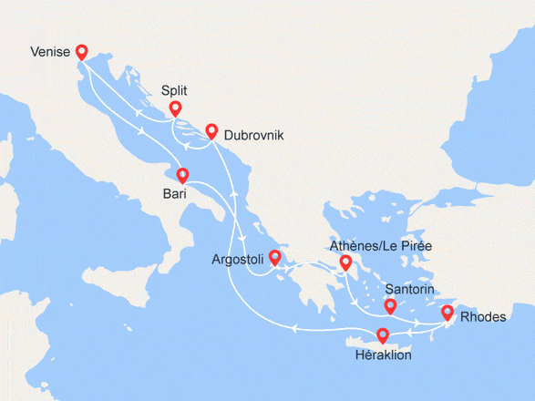 itinéraire croisière Méditerranée : Italie, Grèce, Croatie