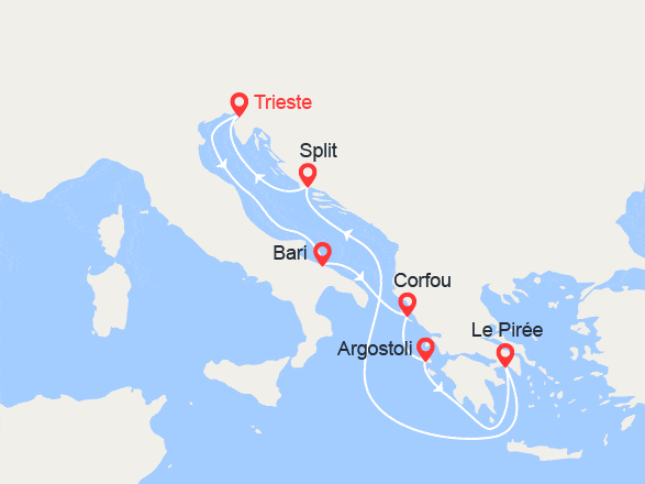 itinéraire croisière Iles grecques : Italie, Grèce, Croatie