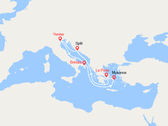 itinéraire croisière Iles grecques : Italie, Grèce, Croatie
