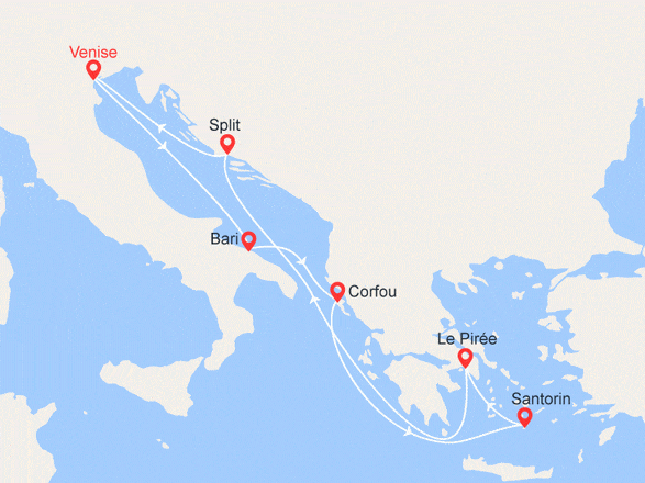 itinéraire croisière Iles grecques : Italie, Grèce, Croatie