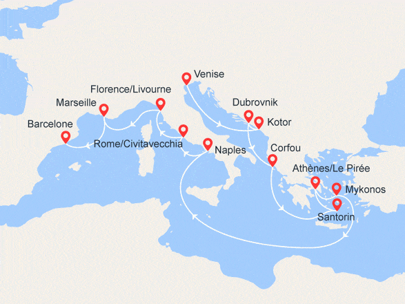 itinéraire croisière Iles grecques - Iles grecques : Italie, Grèce, Croatie et Monténégro