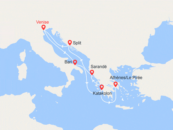 itinéraire croisière Croatie/Adriatique : Italie, Grèce, Iles grecques, Monténégro