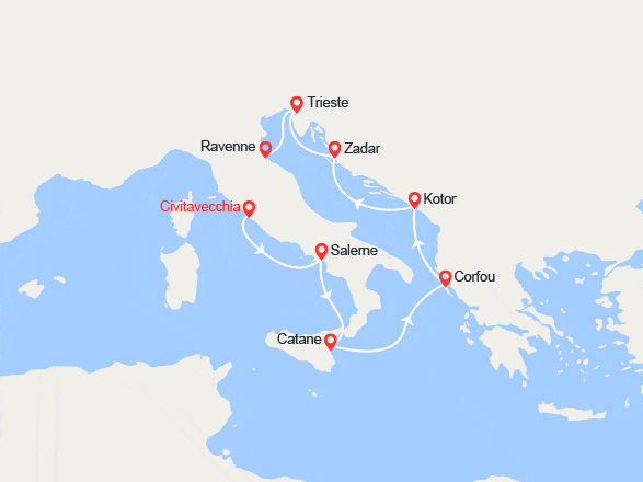itin&eacute;raire croisi&egrave;re Croatie/Adriatique : Italie, Grèce, Monténégro, Croatie 