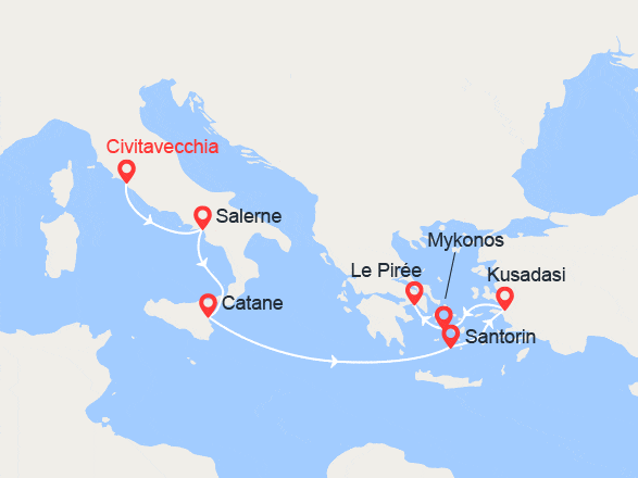itinéraire croisière Iles grecques - Iles grecques : Italie, Grèce, Turquie