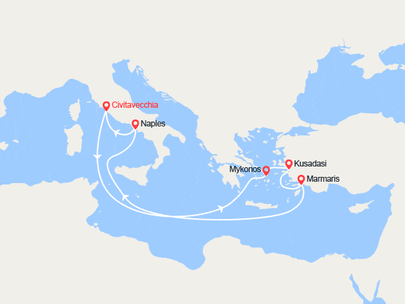 itinéraire croisière Méditerranée Occidentale : Italie, Grèce, Turquie
