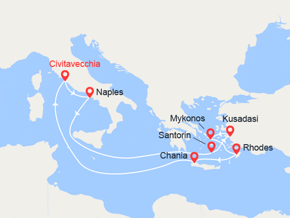 itinéraire croisière Iles grecques : Italie, Grèce, Turquie, Crète