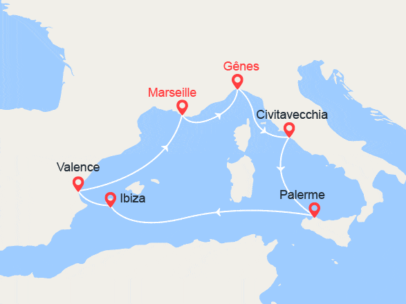 itinéraire croisière Iles Baléares : Italie, Ibiza, Espagne