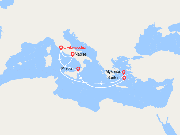 itin&eacute;raire croisi&egrave;re Méditerranée Orientale : Italie, Iles Grecques 